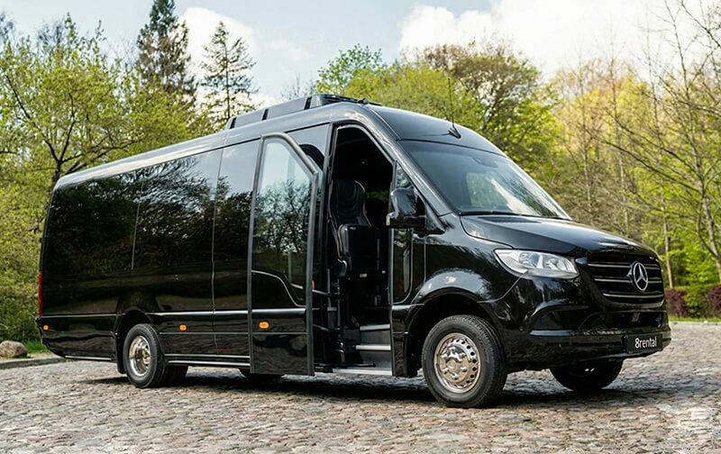 Sprinter ejecutivo negro, vista lateral